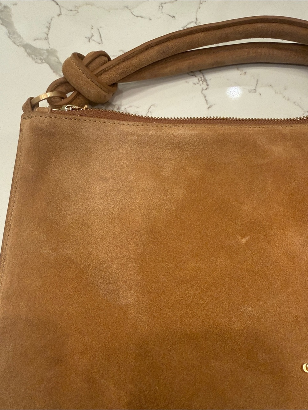 Cult Gaia Mini Hera Suede Shoulder Bag — Camel - Picture 3 of 4
